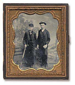 Late 1800s Baseball Tintype 2 Players